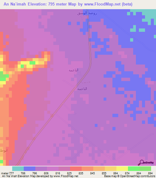 An Na`imah,Saudi Arabia Elevation Map