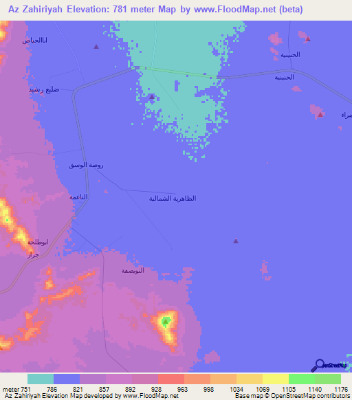 Az Zahiriyah,Saudi Arabia Elevation Map