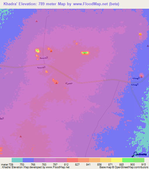 Khadra',Saudi Arabia Elevation Map