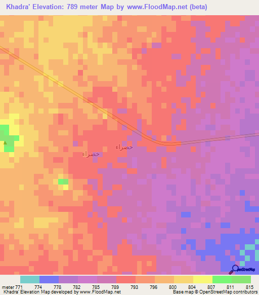 Khadra',Saudi Arabia Elevation Map