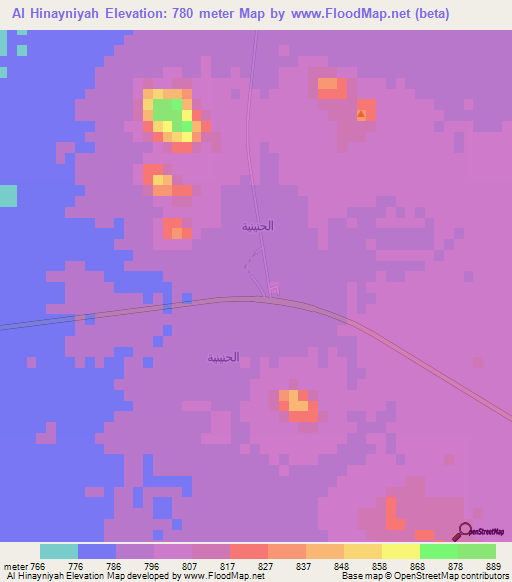 Al Hinayniyah,Saudi Arabia Elevation Map