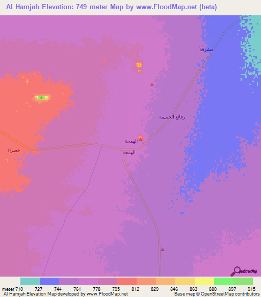 Al Hamjah,Saudi Arabia Elevation Map