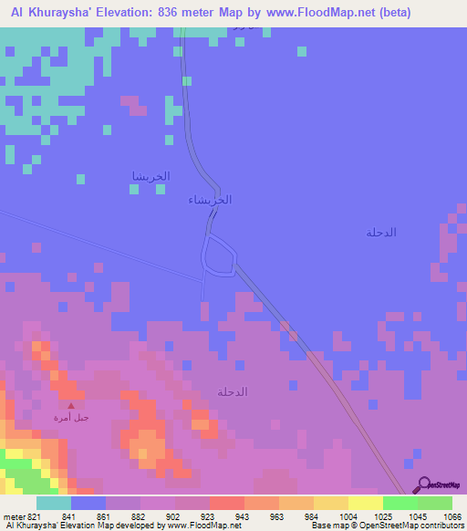 Al Khuraysha',Saudi Arabia Elevation Map