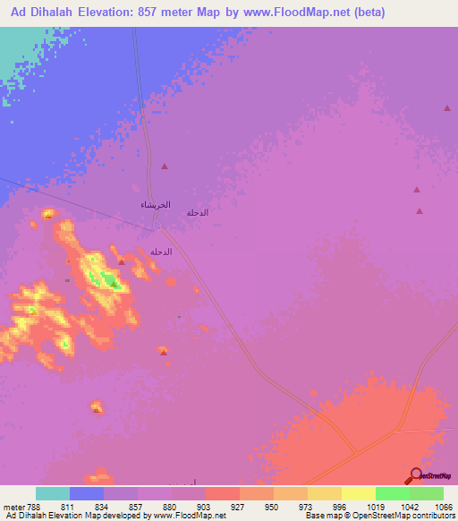 Ad Dihalah,Saudi Arabia Elevation Map