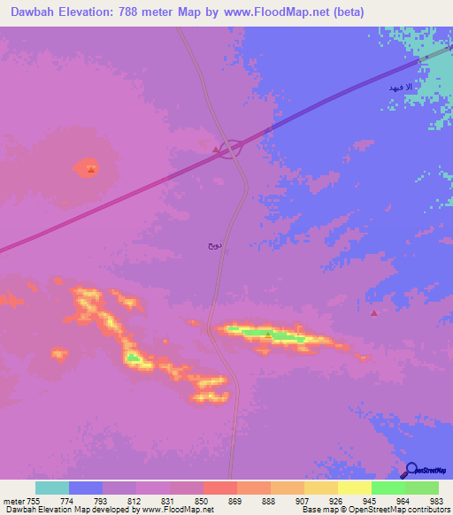 Dawbah,Saudi Arabia Elevation Map