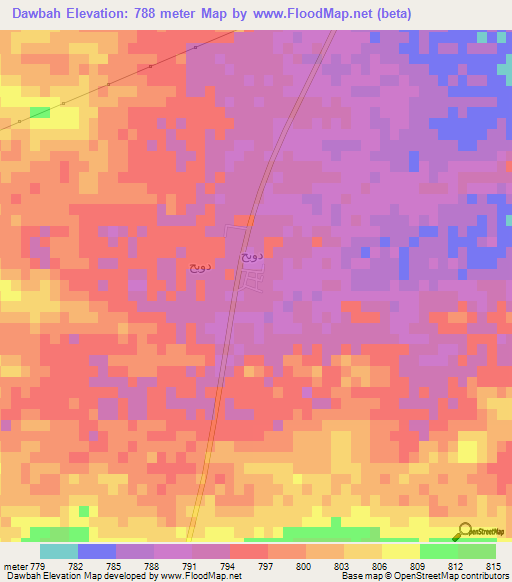 Dawbah,Saudi Arabia Elevation Map