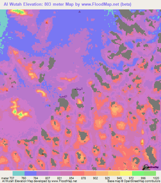 Al Wutah,Saudi Arabia Elevation Map