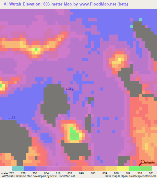 Al Wutah,Saudi Arabia Elevation Map