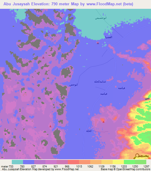 Abu Jusaysah,Saudi Arabia Elevation Map