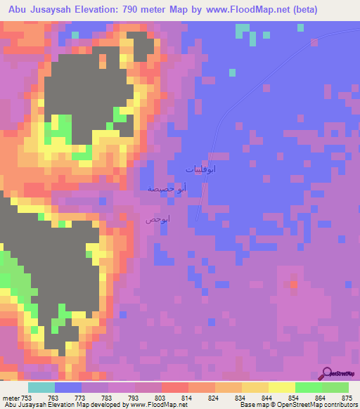 Abu Jusaysah,Saudi Arabia Elevation Map