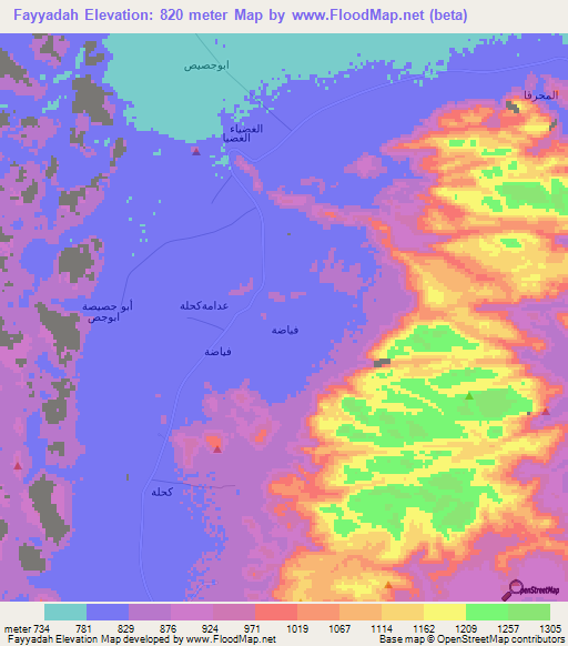 Fayyadah,Saudi Arabia Elevation Map