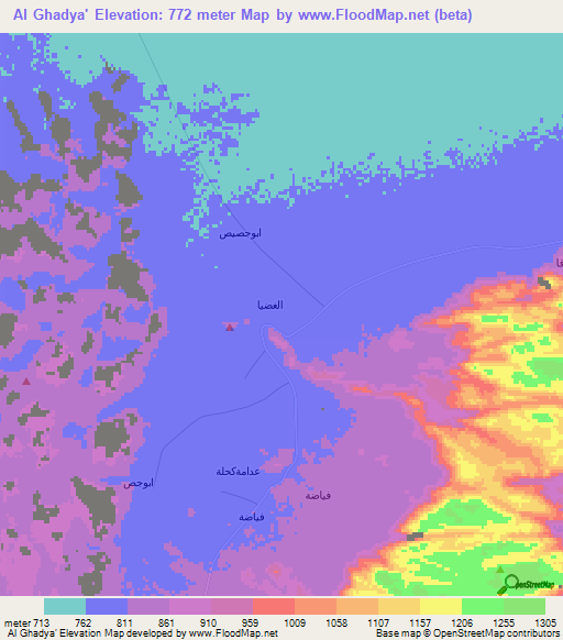 Al Ghadya',Saudi Arabia Elevation Map