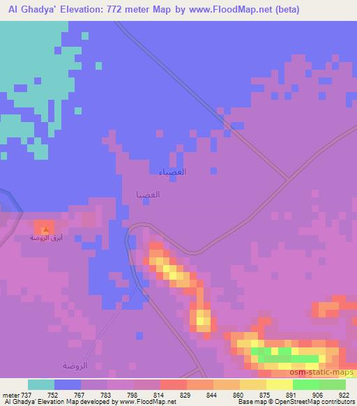 Al Ghadya',Saudi Arabia Elevation Map