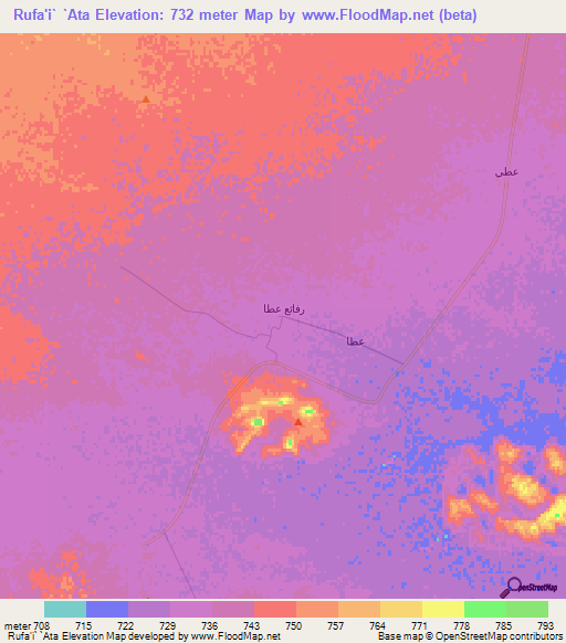 Rufa'i` `Ata,Saudi Arabia Elevation Map