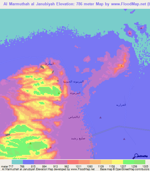 Al Marmuthah al Janubiyah,Saudi Arabia Elevation Map