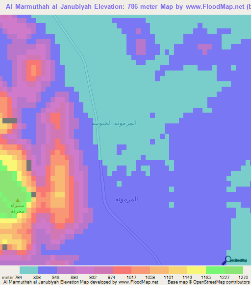 Al Marmuthah al Janubiyah,Saudi Arabia Elevation Map