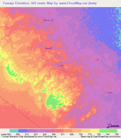 Tumayr,Saudi Arabia Elevation Map