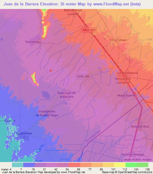 Juan de la Barrera,Mexico Elevation Map