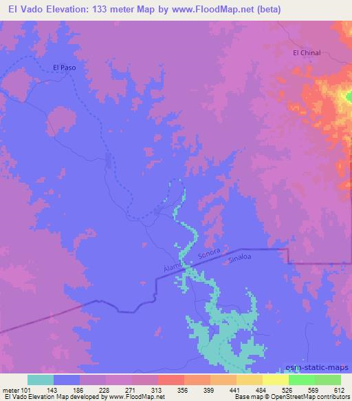 El Vado,Mexico Elevation Map
