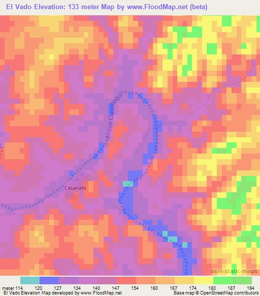 El Vado,Mexico Elevation Map