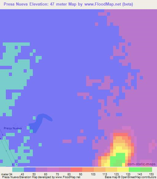 Presa Nueva,Mexico Elevation Map