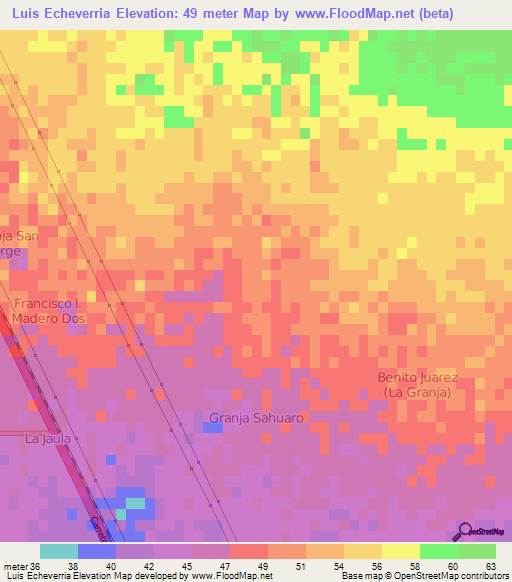 Luis Echeverria,Mexico Elevation Map