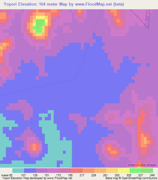 Yopori,Mexico Elevation Map