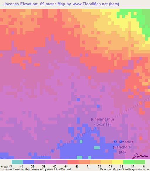 Joconas,Mexico Elevation Map