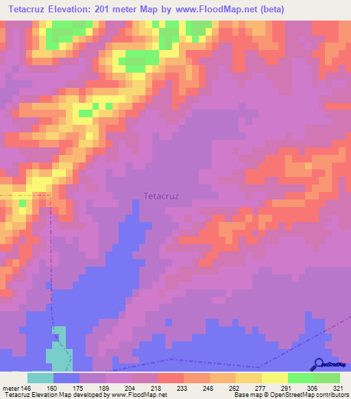 Tetacruz,Mexico Elevation Map