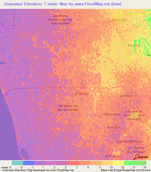 Jinamaqui,Mexico Elevation Map