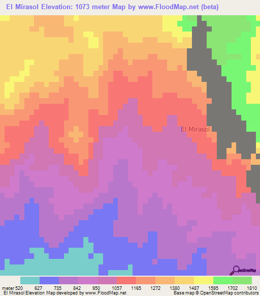 El Mirasol,Mexico Elevation Map