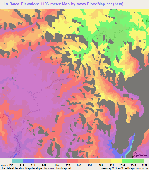 La Batea,Mexico Elevation Map