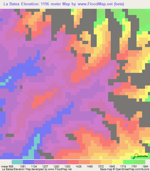 La Batea,Mexico Elevation Map