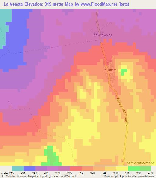 La Venata,Mexico Elevation Map