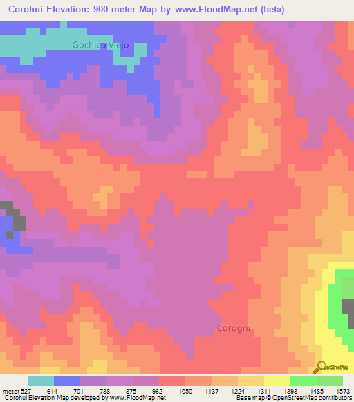 Corohui,Mexico Elevation Map