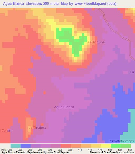 Agua Blanca,Mexico Elevation Map