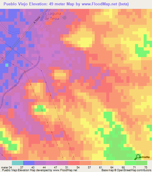 Pueblo Viejo,Mexico Elevation Map