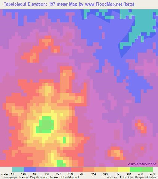 Tabelojaqui,Mexico Elevation Map