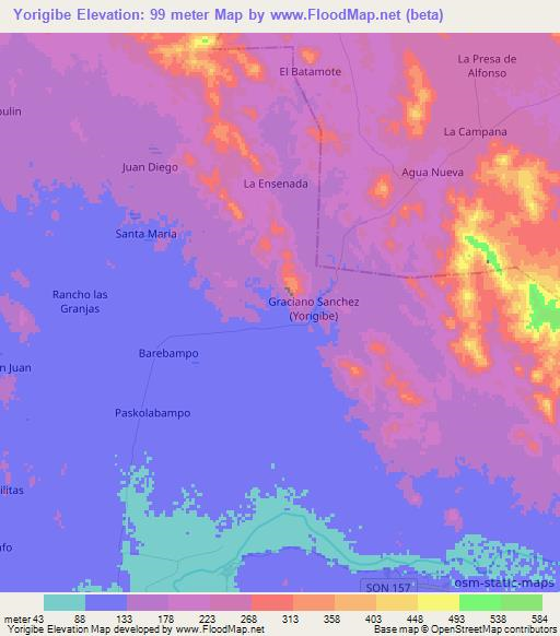 Yorigibe,Mexico Elevation Map