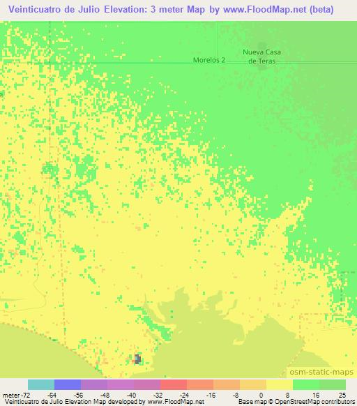 Veinticuatro de Julio,Mexico Elevation Map