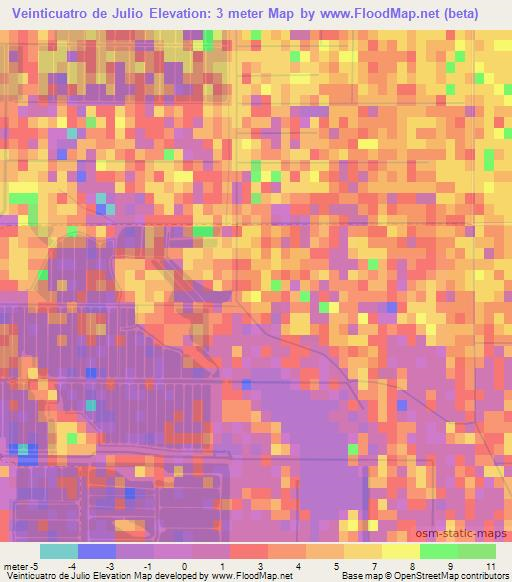 Veinticuatro de Julio,Mexico Elevation Map