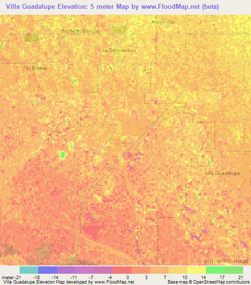 Villa Guadalupe,Mexico Elevation Map