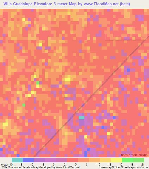 Villa Guadalupe,Mexico Elevation Map