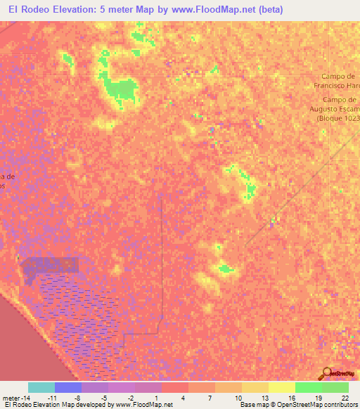 El Rodeo,Mexico Elevation Map