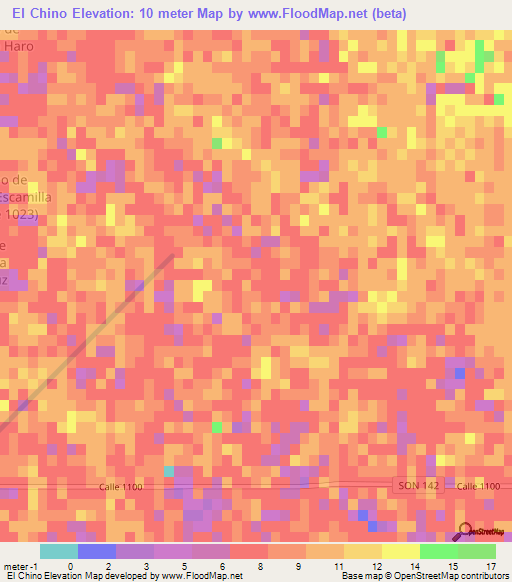 El Chino,Mexico Elevation Map