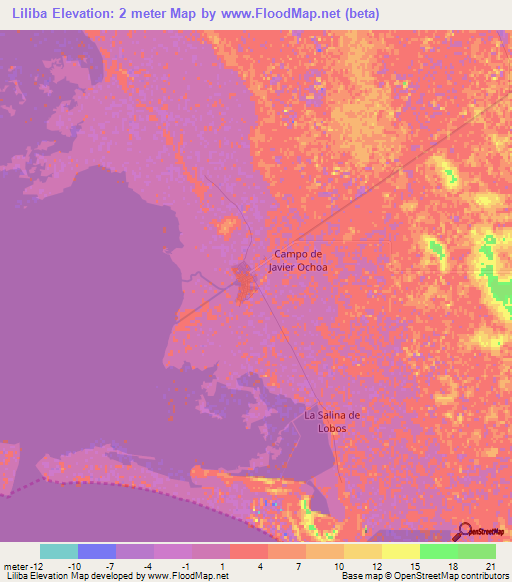 Liliba,Mexico Elevation Map