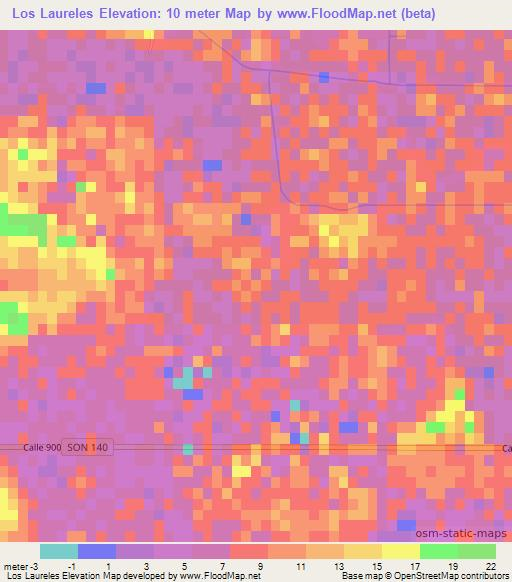 Los Laureles,Mexico Elevation Map