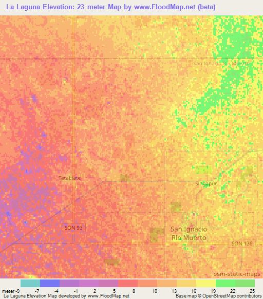 La Laguna,Mexico Elevation Map