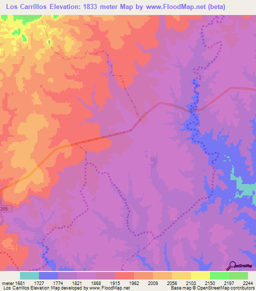 Los Carrillos,Mexico Elevation Map