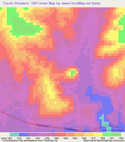 Tuiche,Mexico Elevation Map